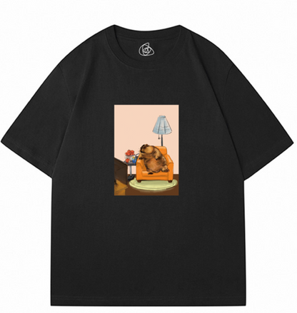 わらびの休日｜アートTシャツ｜ブラック