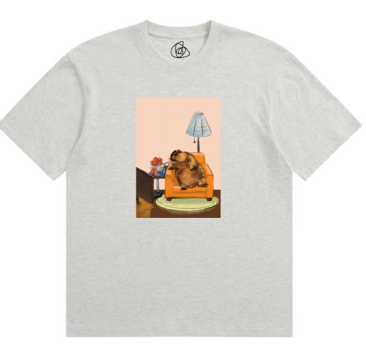 わらびの休日｜アートTシャツ｜ライトグレー