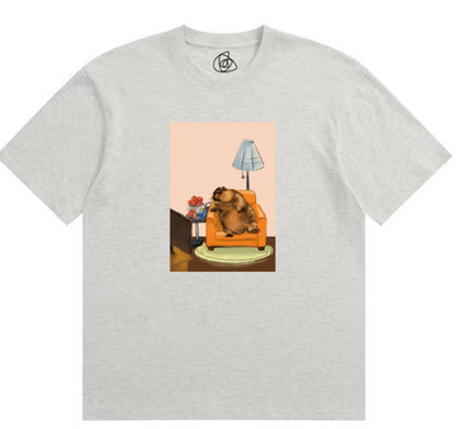 わらびの休日｜アートTシャツ｜ライトグレー